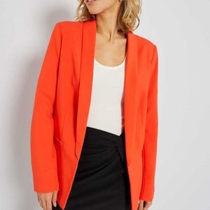 Forever 21 contemporary BRIGHT Orange Blazer 🧡 Size L shawl lapels